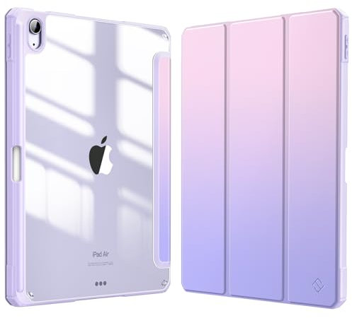 Fintie Hybrid Hülle für iPad Air 11 Zoll (M2) 2024, iPad Air 5./4. Generation 2022/2020 10.9 Zoll mit Stifthalter - Stoßfeste Schutzhülle mit transparenter Hartschale auf der Rückseite, Fanstasy Ombre