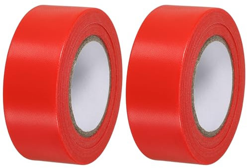 PATIKIL Nicht-Klebend Markierungsband 2.5cmx30m, 2 Stück PVC Neon-klebeband Leuchtklebeband Absperrband für Baumvermessungsgrenzen im Freien, Rot