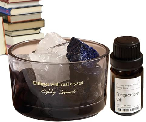 Crystal Diffuser | Long Lasting Aroma Crystal Stone Diffuser & Oil Set | Fireless Natural Oil For Purify The Air, Deodorize, Refresh, Relax Your Mood,Oils Fragrance Glass Dome Gif