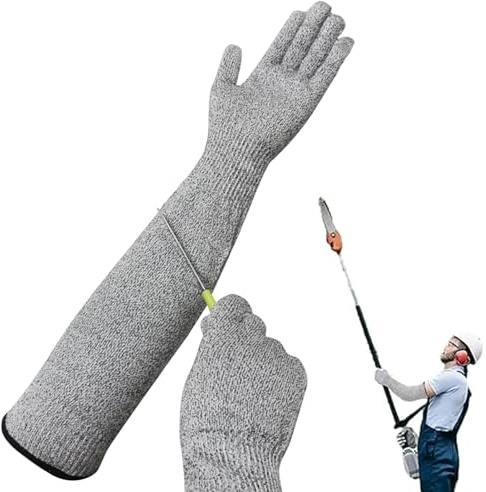 SGFNXB Cut Resistant Gloves, Gardening Gloves, Level 5 Guard Gloves Gardening, Safety Gloves, Protective Gloves, Long Gardening Gloves for Gardening Repairing Kitchen Heavy Duty(Grey,55cm)