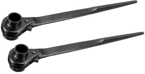 sourcing map 19 x 24mm Hexagon Scaffold Podger Ratchet Spanner Ratcheting Socket Wrench Tool (Black) 2pcs