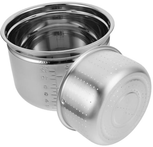 MOTHNUR 1set Pentole Acciaio Inossidabile Con Vassoio Per Cottura Vapore e Separatore Per Riso Ricambi Per Cuociriso e Friggitrice Ad Aria Facile Da Pulire e Sano Per Controllo Zuccheri e