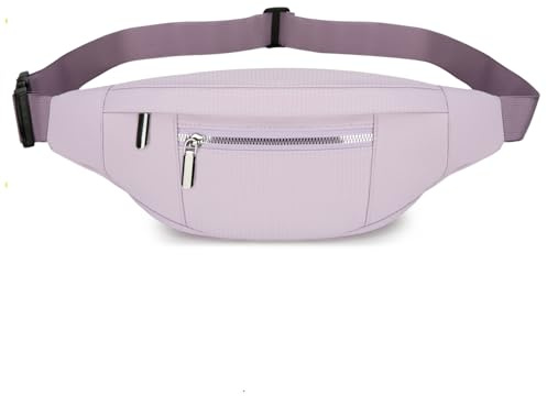 QUKUDS Sac Banane Homme Imperméable Sacoche Banane et Sangle Réglable,Unisexe Sac Banane pour Homme Femme Voyage Randonnée Pochette Ceinture (Violette)