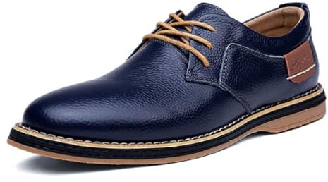 Unitysow Lace Up Shoes Mens Formal Dress Business Classic Casual Derby Shoes Comfortable Lightweight Non-Slip Leather Oxford Shoes,6111 Blue,10 UK