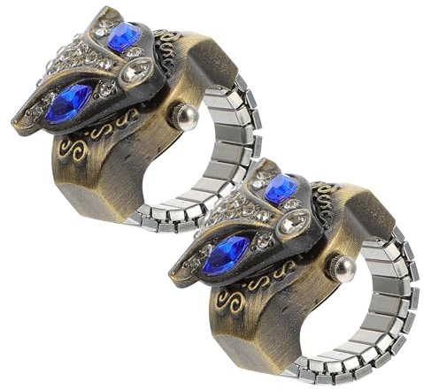 BESPORTBLE 2stücke Retro Fingeruhr Aus Hochwertigem Material Kreativer Vintage-fingeruhr Für Männer Und Frauen Lässige Ringuhr Für Partys Und Alltag