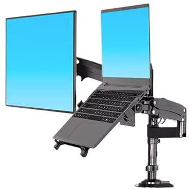 OPTEPYOE H180 FP-2 22 - 32 LCD-TV-Monitor-Desktop-Ständer + 10 - 17 Laptop-Ständer, Gasfeder, voll beweglich, 2-12 kg, Doppelarm, Klemmloch(with 200x100)