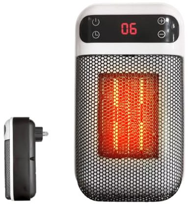 KQWVZ Steckdosen Heizlüfter, 500w Steckdosenheizung, Steckdosenheizer Mit Thermo-Keramik-Technologie, Plugin-Heater Mit Timer & Thermostat, Steckdosenheizlüfter Für Schlafzimmer Büro