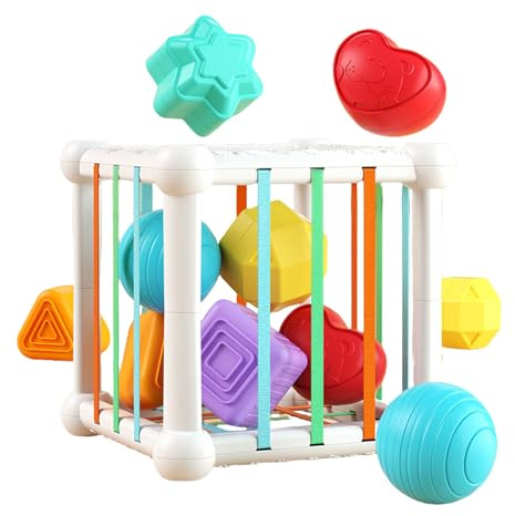 Generisch Formensortierer Spielzeug | Sensorik Bausteine Würfel Spiel - Sinnes Formenblöcke Zur Förderung Motorik Und Hand-Auge-Koordination Für Kinder 1-3 Jahre
