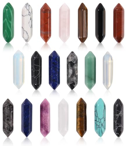 20 Stück Natürliche Sechseckige Edelsteine Sets,Heilende Kristalle Steine | Reiki Meditation Edelsteine,Amethyst, Obsidian, Tigerauge,Natürliche Kristalle für Spirituelle Deko Esoterik Geschenke & DIY