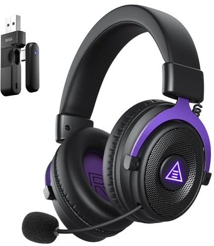 EKSA E900WT Cuffie Gaming Wireless per PS5/PS4/PC/Switch/Mac, Bluetooth 5.3, Cuffie da Gaming con Microfono,Gaming Headset,30ms Latencia, 80H Autonomía, LED, USB A/C