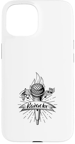 Microfono Flaming con note musicali per karaoke Custodia per iPhone 15