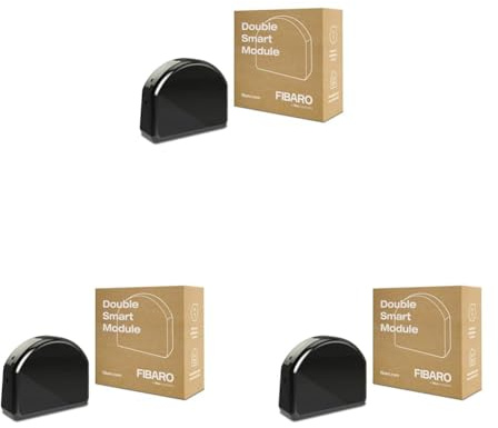 FIBARO Double Smart Module/Z-Wave Plus Relaisschalter, Drahtloser Ein-Aus-Auslöser, FGS-224 (Packung mit 3)