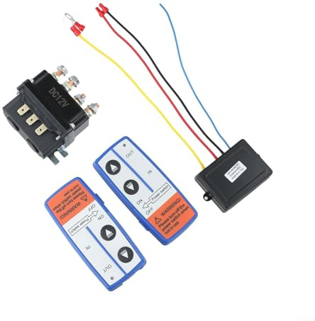 Relais de treuil 12 V 250 A, contrôleur de treuil électrique avec kit de télécommande pour véhicules côte à côte ATV UTV 250 A 12 V très résistant avec télécommande radio et boîtier de commande