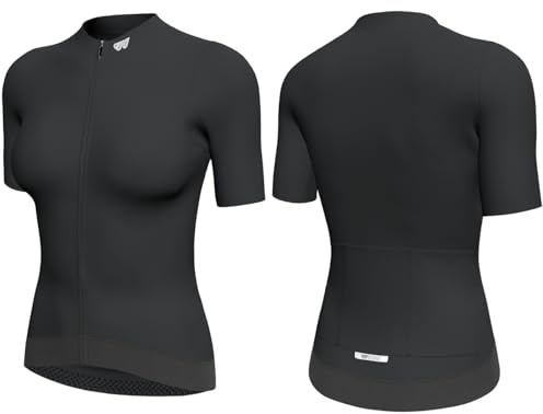 Wulibike Damen Fahrradtrikot Kurzarm-Enger Aero-Schnitt & Kürzere Länge,Atmungsaktives Rennradtrikot Schnelltrocknend & Elastisch mit 3 Rückentaschen,UPF50+ für Gravel,MTB&Straße