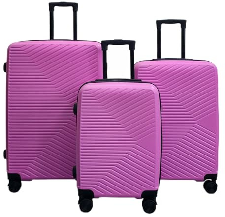 Infinity 3 teiliges Gepäckset Hartschalen Leichtes ABS Reisen Kabine Case Feiertage Koffer Taschen (3-teiliges Set inklusive Kabine, M, L) Rosa
