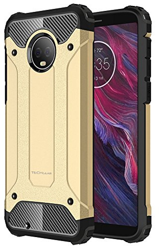 TECHGEAR Moto G6 Case - [Tough Armoured] ShockProof Dual-Layer Protective Heavy Duty Tough Cover Compatible with Motorola Moto G6 - (Gold)