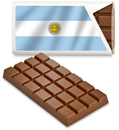12 kleine Tafeln Schokolade - Fanartikel Süßigkeiten - Große Auswahl Länder, Nationen, Fahnen - Vollmilch (Argentinien)
