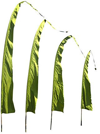 Asiastyle Balifahne | Farbe: jadegrün | 6 Meter lang | MIT Stange | aus echtem Satin | Originale Umbul Fahne