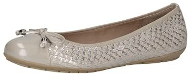 CAPRICE Damen Ballerinas aus Leder mit Lack, Grau (Lt.Grey Comb), 38 EU