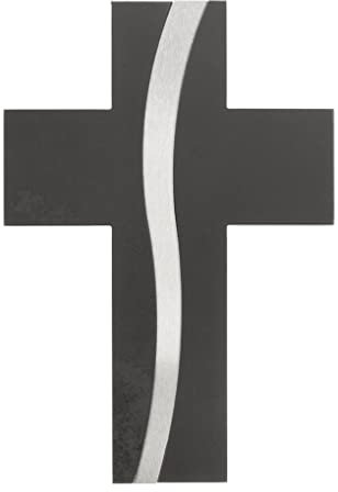 Fritz Cox Steinkreuz mit Edelstahleinlage Weg Des Lebens | christliches Symbol | modernes Kreuz | handgefertigt | mit Edelstahl | einfache Aufhängung | 22cm