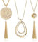 Finrezio 3 Stück Lange Kette für Frauen Damen Pullover Halskette Quaste Y-Kette Anhänger Modeschmuck Gold