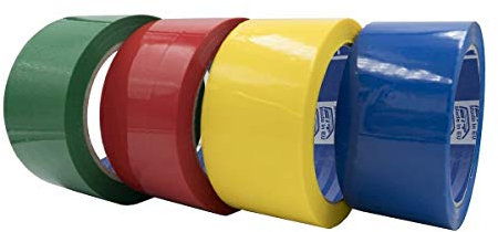 StickersLab - Nastro Adesivo per imballaggio acrilico colorato silenzioso in PPL - 66 mt x 50 mm (50mm x 66MT (12 rotoli), Rosso)