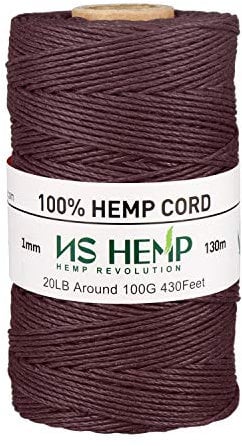 【 NS HEMP 】 Sustainable Hemp Twine Spool for Jewelry Making Bracelets Necklaces Arts Crafts Gift Decoration - 1mm 130 Meters (003 Dark Brown)