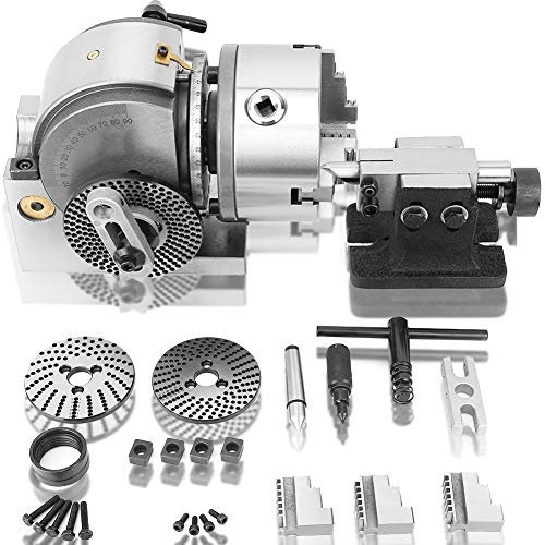 Juego de cabeza de indexación, BS-0 Cabezal divisor 3Jaw Mandril de 5 con placas divisorias de contrapunta Fresadora CNC para fresadora, Cabezal divisor