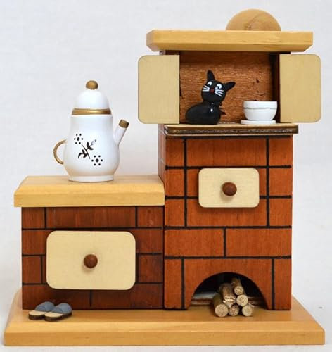 schenken und wohnen Holz - Räucherofen mit Katze Natur/braun, V1 ca. 14x7,5x15cm (L/B/H)