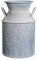 Fauevav Galvanized Milk Can Antique Retro Vase Metal Planter Rustic Vintage Primitive Flower Holder Farmhouse Country Plant for Home Office Decor, 9.4”