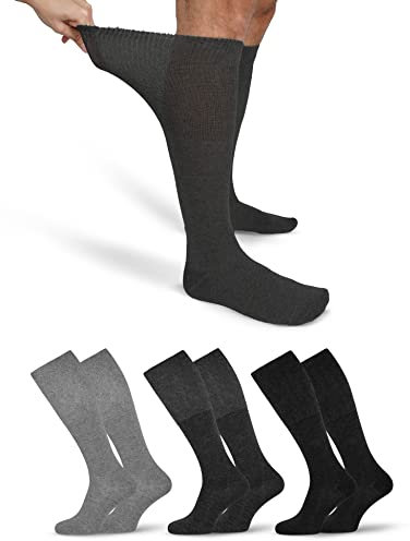 OCERA 3x Kniestrumpf Unisex für Diabetiker geeignet und ohne drückenden Gummibund Grau Mix Gr. 43-46