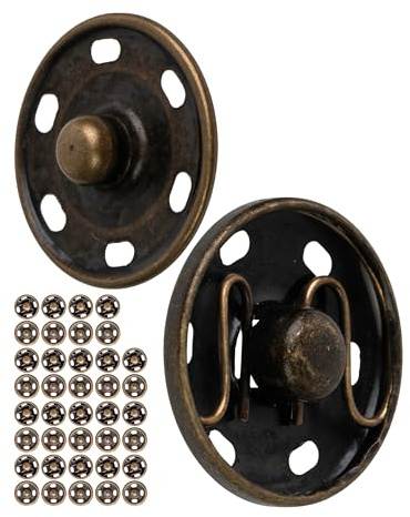 Druckknöpfe zum Annähen, Ø 7 mm aussen, 20 Paare, in Bronze, aus Messing, Druckknopf für Bekleidung, Bastelarbeiten, DIY Projekt, Reparatur Knöpfe Nähzubehör, Druck Knopf Nähen, Ersatz Metallknöpfe