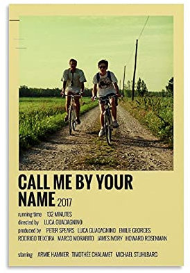 Call Me by Your Name Poster, Wandkunst, Leinwand, 20 x 30 cm