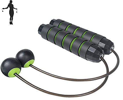 Cuerdas para Saltar Sin Cable,Saltar la Cuerda Sin Ruido,Cuerda de Saltar Ajustable,Cuerda para Saltar Fitness,para Hombres Mujeres & Niños,para Deporte Adelgazar & Moldear (Verde)
