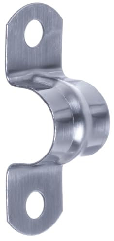 YoiYee 16mm U Shape Pipe Clamp, 304 Stainless Steel Saddle Hose Clip, 2 Holes Tension Strap for Ducting Plumber Securing Gas/Water Pipe/Tube, Pack of 10