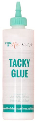 Craftelier - Tacky Glue | Adesivo liquido extra forte per scrapbooking e altri progetti fai da te | Non tossico | Trasparente, flessibile e ad asciugatura rapida – Quantità 240 ml