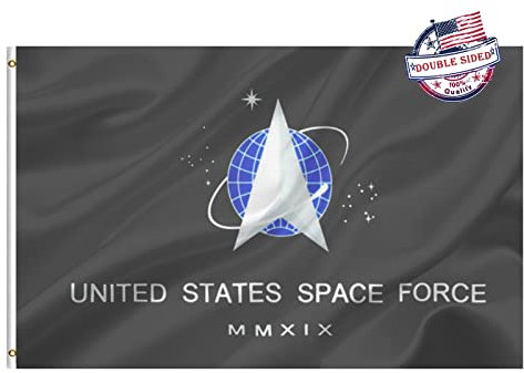 Mosprovie Space Force Flagge, 7,6 x 12,7 cm, doppelseitig, strapazierfähig, 3-lagig, US-Spaceforce-Militärflagge, super langlebig, 4 Reihen genähter Rand mit 2 Messingösen, Raumfahrt-Geschenke