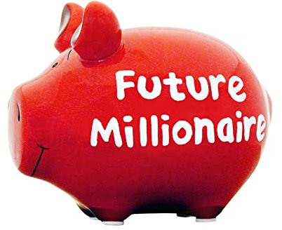 Spardose Schwein aus Keramik Geschenk Kinder Orange KCG Future Millionaire Sparen Mitbringsel