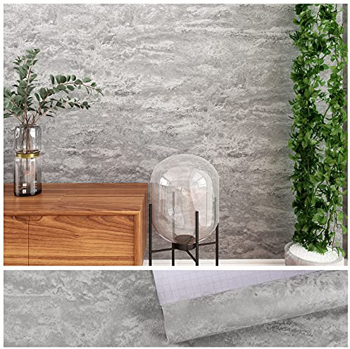 VEELIKE Dicke Klebefolie Betonoptik Graue Selbstklebende Tapete 60 cm x 900 cm Wandtapete Retro Küchentapete Wand Abwaschbar Küchenrückwand Folie Deko Wohnzimmer Vintage Möbelfolie Muster Badezimmer