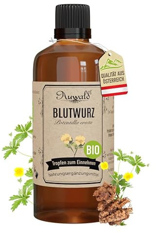 NEU! Auwald Blutwurz Tropfen BIO – Hochwertiger Auszug, Extrakt, Essenz & Tinktur – 100% BIO Landwirtschaft, Frei von künstlichen Zusätzen und Farbstoffen, Hergestellt in Österreich – 100ml