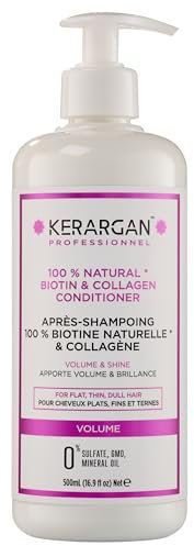 Kerargan - Volumen Spülung mit Biotin & Kollagen - Für flaches, feines, mattes Haar - Feuchtigkeitsspendend, stärkend - Ohne Sulfate, GVO, Mineralöl - 500ml