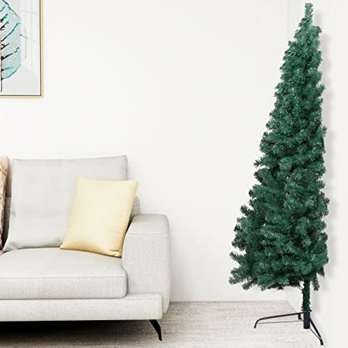 Tidyard Albero di Natale Artificiale a metà Supporto Verde 180 cm PVC,Mezzo Albero di Natale da Parete,Albero di Natale Artificiale Sottile,con Supporto,metà di Un Albero Normale,Mezzo Tondo
