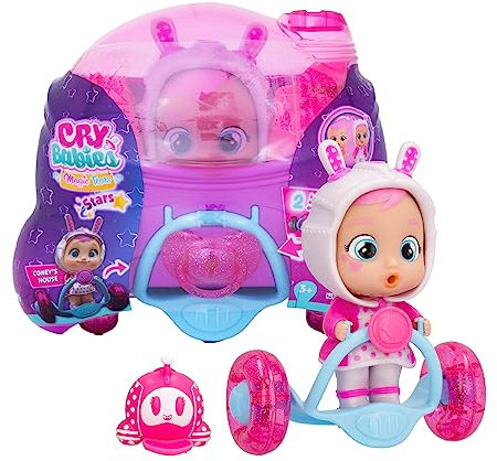 CRY BABIES MAGIC TEARS STARS STAR CONEY - Collectible Mini Poupée habillée d'une jolie tenue, et dispose d'une capsule 2 en 1, avec étoile phosphorescente- Jouet Cadeau pour Garçons et Filles +3 ans