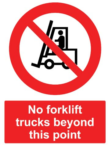 No Forklift Trucks Beyond This Point Heatlh & Safety Warning Sign Self Adhesive Gloss Sticker A4 297mm x 210mm