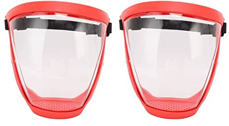 Gesichtsschutzschild, 2 Stück Vollgesichtsschutz, staubdicht, transparent, Gesichtsschutz für Kinder, Erwachsene, Männer, Frauen, Wiederverwendbarer Spritzschutz für das Gesicht (Kind rot weiß)