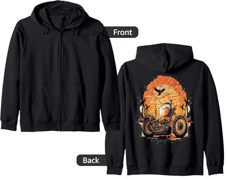 Stunning Retro Vintage Motorcycle Classic Sunset Chopper Zip Hoodie