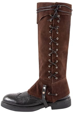 DEGPUM Piratenstiefel Überzieher Renaissance Stiefel Überzieher Mittelalter Stiefel Überzieher, Braun, F
