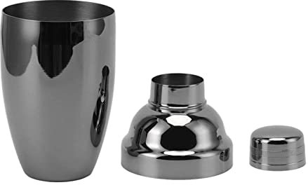 Shaker à Cocktail en Acier Inoxydable, Shaker à Boissons Mixtes, Shaker à Martini, Grand Shaker de Barman en Acier Inoxydable, Mélangeur en Métal pour la Maison, L'appartement, le(Plaqué noir)