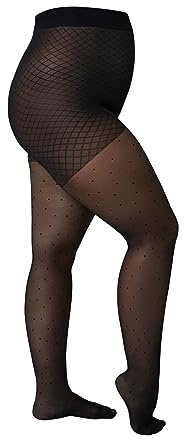 Camano Damen Strumpfhose 40 DEN große Größen curvy dots Punktmuster Komfort Baumwollzwickel extra breiter Bund bequem und reißfest mit elegantem Design Curvy Dots 1er Pack