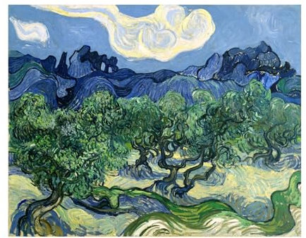 Pathos Studio Vincent Van Gogh – Olivenbäume mit den Alpilles im Hintergrund (Giclée Kunstdruck) 12,7 x 17,8 cm
